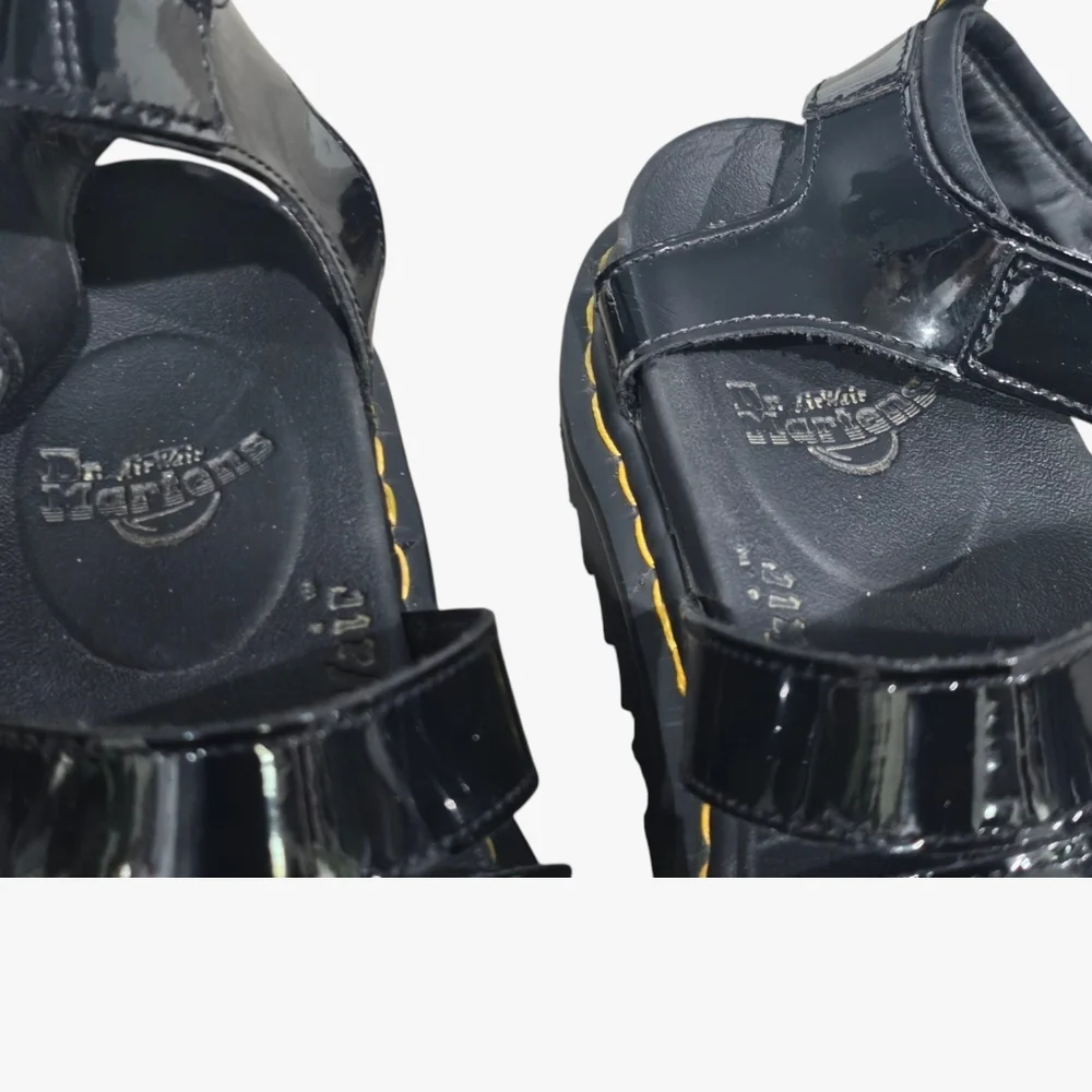 DR. MARTENS Women Blaire Black Patent Leather Platform Gladiator Sandals 8M - Picture 8 of 10